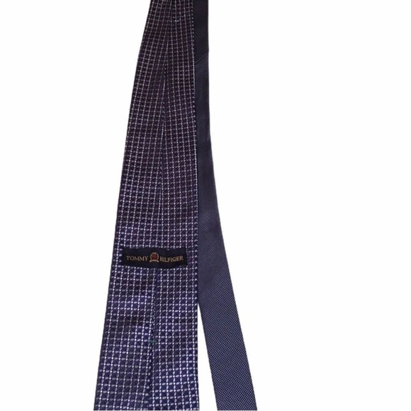 Tommy Hilfiger Navy and White Geometric Tie - Picture 5 of 7